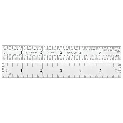 L.S. Starrett Steel Rules, 6 in, 4R, Steel, Semi-Flexible, 51343