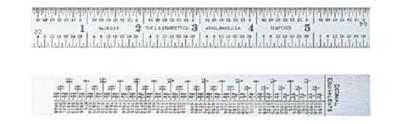 L.S. Starrett Steel Rule With Decimal Equivalents, 6 in, Steel, 56660