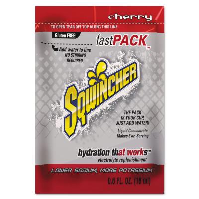 Sqwincher Fast Pack® Drink Mix, Cherry, 0.6 fl oz, Pack, Yields 6 oz, 159015301