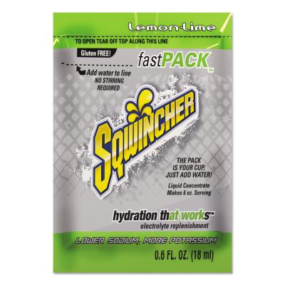 Sqwincher Fast Pack® Drink Mix, Lemon-Lime, 0.6 fl oz, Pack, Yields 6 oz, 159015308