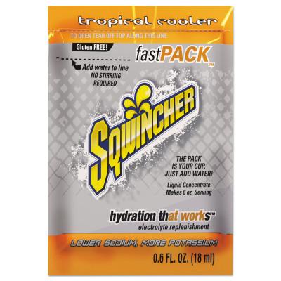 Sqwincher Fast Pack® Drink Mix, Tropical Cooler, 0.6 fl oz, Pack, Yields 6 oz, 159015309