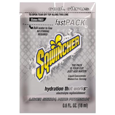 Sqwincher Fast Pack® Drink Mix, Cool Citrus, 0.6 fl oz, Pack, Yields 6 oz, 159015310