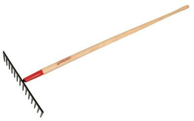 The AMES Companies, Inc. Level Rake for Gravel, 16 in W, Forged Steel, 14 Tine, 66 in American Hardwood Handle, 63121
