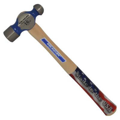 Vaughan?? Commercial Ball Pein Hammer, Hickory Handle, 13-3/4 in, Forged Steel 16 oz Head, TC016