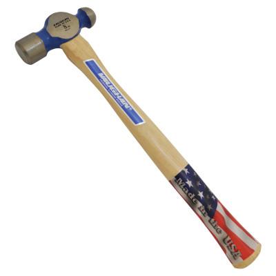 Vaughan® Commercial Ball Pein Hammer, Hickory Handle, 11-3/4 in, Forged Steel 8 oz Head, TC308