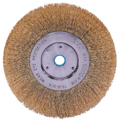 Weiler® Narrow Face Crimped Wire Wheel, 6 in D x 1/2 in W, .005 in Brass Wire, 6,000 rpm, 01415