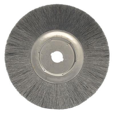 Weiler® Narrow Face Crimped Wire Wheel, 12 in D, .006 Stainless Steel, 1-1/4 in Arbor, 01939