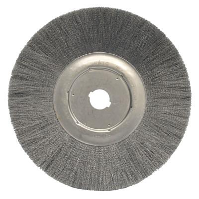 Weiler® Narrow Face Crimped Wire Wheel, 12 in D, .0104 Stainless Steel, 1-1/4 in Arbor, 01949