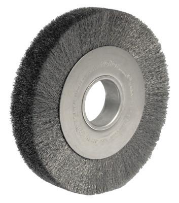 Weiler® Wide-Face Crimped Wire Wheel, 8 in Dia. x 2 in W, 0.006 Steel Fill, 4,500 rpm, 03110