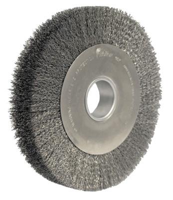 Weiler® Wide-Face Crimped Wire Wheel, 10 in Dia., 0.0104 in Steel, 4,000 rpm, 03180