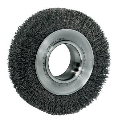 Weiler® Wide-Face Crimped Wire Wheel, 6"Dia. x 1 1/4"W, 0.014 Stainless Steel, 6,000 rpm, 03520