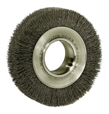 Weiler® Medium-Face Crimped Wire Wheel, 6 in D x 1 in W, .006 in Steel Wire, 6,000 rpm, 06040