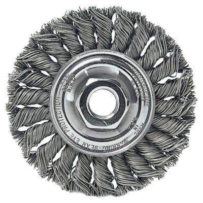 Weiler® Standard Twist Knot Wire Wheel, 4 in D x 1/2 in W, .0118 in Steel, 1/4 in Stem, 17686