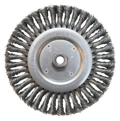 Weiler® Dualife Twist Knot Wire Wheel, 8 in Dia, 5/8 Arbor, .023 Steel Wire, 38 Knots, 08156