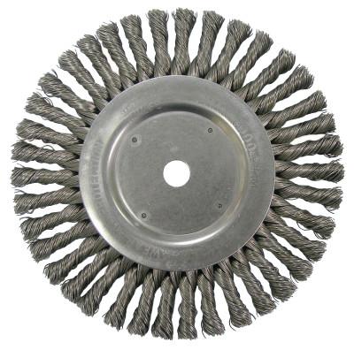 Weiler® Cable Twist Knot Wire Wheel, 8 in D x 1/2 in W, .023 in Steel Wire, 6,000 rpm, 08615