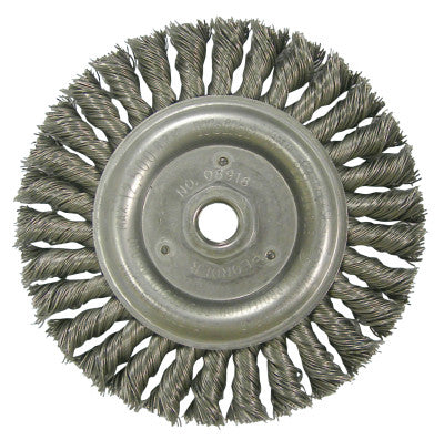 Weiler® Roughneck Stringer Bead Wheel, 6 in Dia, 1 1/4 in Trim, .023 in Wire, 08926