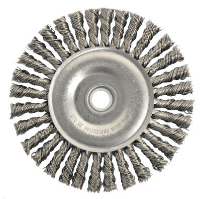 Weiler® Roughneck Stringer Bead Wheel, 4 in Dia, .02 in Wire, 1/2-3/8 in Arbor, 08954