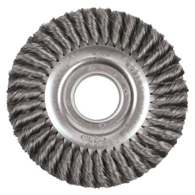 Weiler® Wide Face Standard Twist Knot Wire Wheel, 8 in Dia. x 2 in, 0.016 in, 6000 RPM, 09430