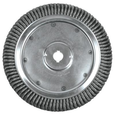Weiler® High Density Twist Knot Wire Wheel, 14 in D, .016 in Steel, 1-1/4 in Arbor Hole, 09799