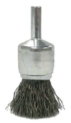 Weiler® Crimped Wire Solid End Brushes, Steel, 22,000 rpm, 3/4" x 0.014", 10007