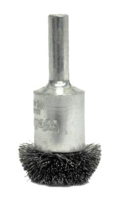 Weiler® Stem-Mounted Circular Flared End Brush, Stainless, 3 in x 0.006 in, 16,000 rpm, 10151