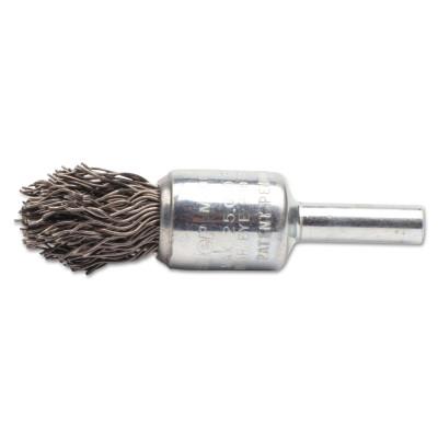 Weiler® Crimped Wire End Brushes, Steel, 1/2 in, 0.02 in, 25000 rpm, 10303