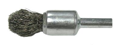 Weiler® Controlled Flare End Brushes, Stainless Steel, 25,000 rpm, 1/2" x 0.014", 10314