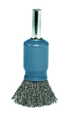 Weiler® Coated Cup Crimped Wire Solid End Brush, Stainless Steel, 1/2 in x 0.0104 in, 25,000 rpm, 11011