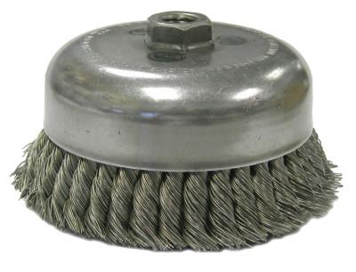 Weiler® Single Row Heavy-Duty Knot Wire Cup Brush, 2-3/4 in Dia., .02 Steel, Display Pk, 13281P