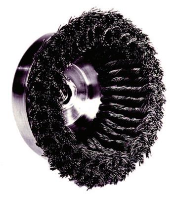 Weiler® Heavy-Duty Knot Wire Cup Brush, 6 in Dia., 5/8-11 UNC Arbor, 1 3/8 x .023 Wire, 12556