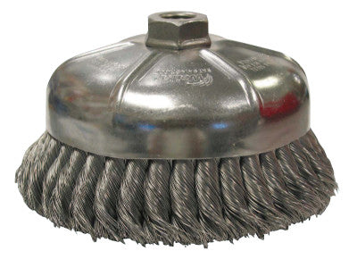 Weiler® Single Row Heavy-Duty Knot Wire Cup Brush, 6 in Dia., 5/8-11 UNC, 1 5/8 x .035 Steel, 12866