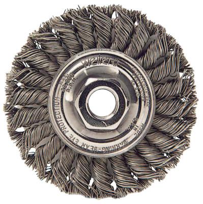 Weiler® Standard Twist Knot Wire Wheel, 4 in D, .014 in Stainless Steel, M14 x 2.0 Nut, 13109