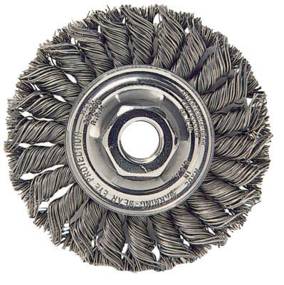 Weiler® Standard Twist Knot Wire Wheel, 4 in D, .020 in Steel Fill, M10 x 1.5 Nut, 13115
