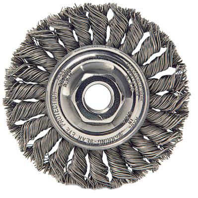 Weiler® Standard Twist Knot Wire Wheel, 4 in D, .020 in Steel Fill, M14 x 2 Nut, 13116