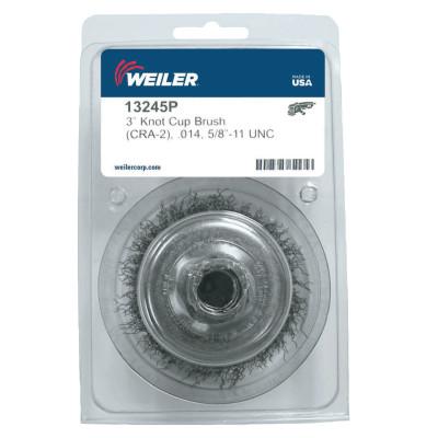 Weiler® Crimped Wire Cup Brush, 3 in Dia., 5/8-11 UNC Arbor, Steel Wire, 13245P