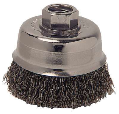 ORS Nasco Crimped Wire Cup Brush, 4 in Dia., 5/8-11 Arbor, 0.014 in Carbon Steel, 4CC58