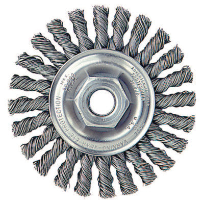 Weiler® Cable Twist Knot Wire Wheel, 4 in D x 1/4 W, .02 Stainless Steel, 20,000 rpm, 13276