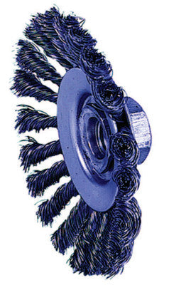 Weiler® Knot Wire Bevel Wheel, 4 1/2 in D x 3/8 in W, .02 in Steel Wire, 12,500 rpm, 13476