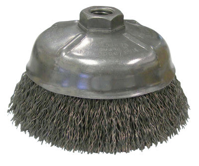 Weiler® Crimped Wire Cup Brush, 5 in Dia., 5/8-11 UNC Arbor, .020 Steel Wire, 14216