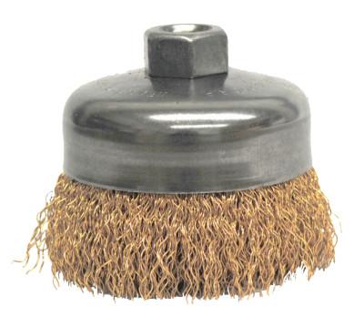 Weiler® Crimped Wire Cup Brush, 4 in Dia., 5/8-11 UNC Arbor, Bronze Wire, 14616