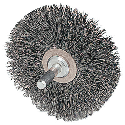 Weiler® Stem-Mounted Narrow Conflex Brush, 3 in D x 1/2 in W, .014 in Steel, Retail Pack, 17617P