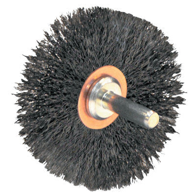 Weiler® Stem-Mounted Narrow Conflex Brush, 3 in D x 1/2 in W, .008 in Steel, 20,000 rpm, 17615