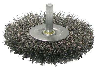 Weiler® Crimped Wire Radial Wheel Brush, 4 in D, .008 Steel Wire, 17968