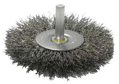 Weiler® Crimped Wire Radial Wheel Brush, 4 in D, .014 in Steel Wire, 15,000 rpm, 17969