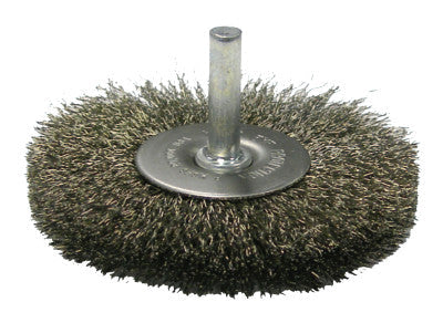 Weiler® Stem-Mounted Crimped Wire Wheels, 3 in Dia., 20,000  rpm, Stainless Steel, 17979