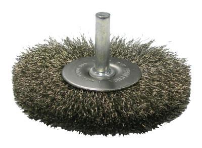 Weiler® Crimped Wire Radial Wheel Brush, 4 in D, .008 Stainless Steel Wire, 17981