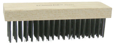 Weiler® Vortec Pro Block Type Scratch Brush, 6X19 Rows, Round Steel Wire Bristle, Wood Handle, 25212