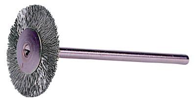 Weiler® Miniature Stem-Mounted Wheel Brush, 3/4 in Dia., 0.003 in Brass Wire, 37,000 rpm, 26141