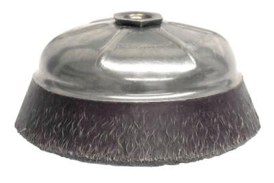 Weiler® Polyflex® Crimped Wire Cup Brush, 6 in Dia., 5/8-11 UNC Arbor, .02 in Steel, 35006