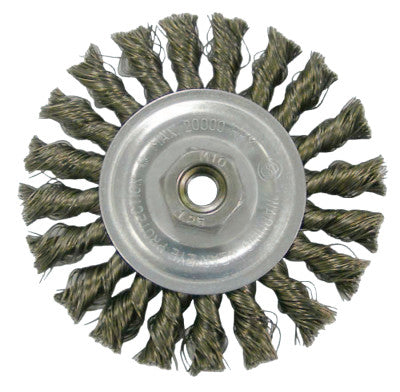 Weiler® Vortec Pro Knot Wire Wheel, 4 in Dia, .014 Stainless Steel, Retail Pk, 36013